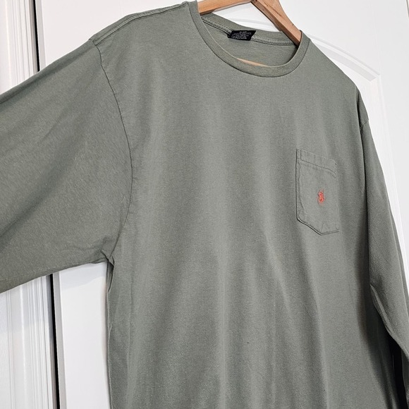 Vintage Polo Ralph Lauren Mens Large Shirt Green Long Sleeve Embroidered 90's - Picture 10 of 10